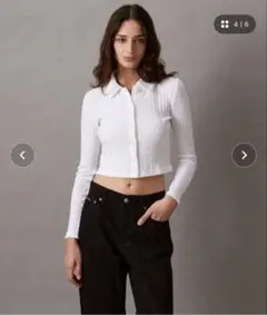 カルバンクライン ポロリブスリムトップ ポロシャツ