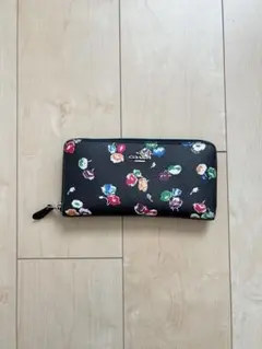 COACH 花柄 長財布 ネイビー