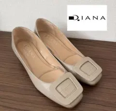 DIANA ダイアナ ベージュ スクエアトゥ フラットシューズ パンプスのサムネイル