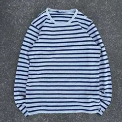 00s old uniqlo 短丈 ボーダー ロンＴ y2k グレー×ネイビー