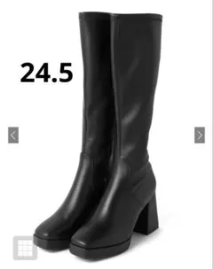 GRL スクエアトゥチャンキーヒールロングブーツ［gd1535］