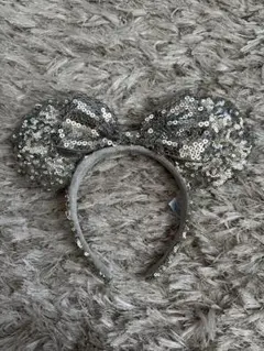シルバー スパンコール ミッキー耳カチューシャ