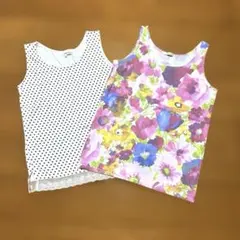 タンクトップ　花柄水玉2枚セット