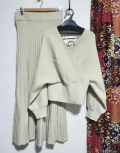 Dazyニットスカート×ふんわり袖ニット長袖 セットアップ２点セット　XLサイズ