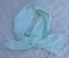 日本製　二重ガーゼ　コットンマフラー　ライトグリーン　新品　ワケあり