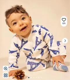 プチバトー 長袖 ロンパース 足なし エッフェル塔 12m