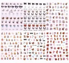 ネイルシール 動物 まとめ売り うさぎ 犬 猫 6枚