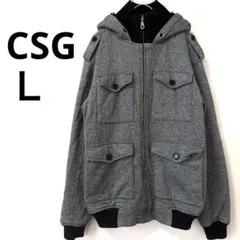 【肉厚・裏ボア】CSG 4ポケット ミリタリー フーディーブルゾン グレー M