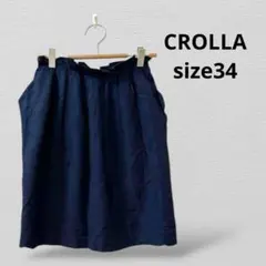 クローラCROLLA ワールドレディースタイトスカート 膝丈　34サイズ 紺色のサムネイル