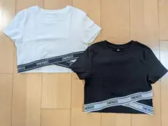 ♡GU ♡半袖Tシャツ♡S♡クロップド丈 ♡ 2枚セット♡ホワイト♡ブラック♡