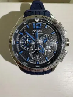PULSAR クロノグラフ 腕時計　黒　青　銀　紺　値下げ可能