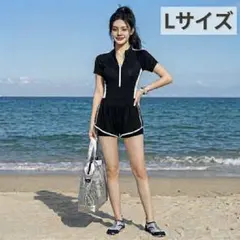 新品未使用　フィットネス水着　Lサイズ ブラック ショートパンツ水着　プール　黒