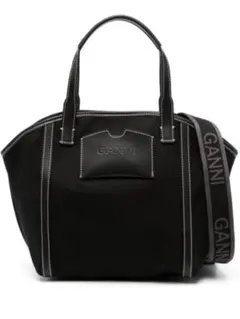GANNI ブラック ロゴストラップキャンバス トートバッグのサムネイル