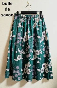 bulle de savon 花柄フレアスカート コットン　　 グリーンのサムネイル