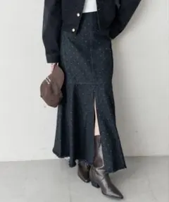 mystic デニム切替マーメイドスカート ネイビー
