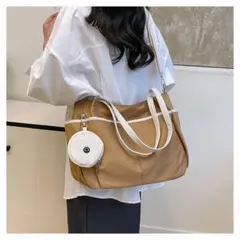 【新品】2WAY ショルダーバッグ 大容量 軽量 ポーチ付き ブラウン