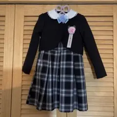 フォーマルドレスセット 130cm 白水色黄紫黒チェック