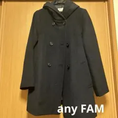 anyFAM ネイビー　フード付きコートＬ