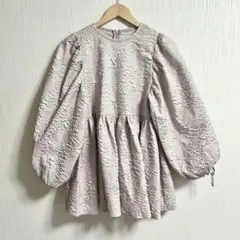 ジュメロ　ジャガードブラウス パフスリーブ ペプラム　ピンク　Fのサムネイル
