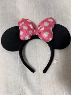 ミニーマウス カチューシャ 黒とピンク