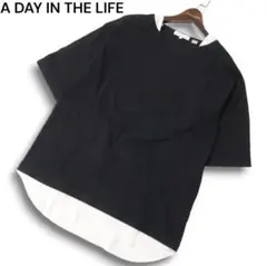 A DAY IN THE LIFEレイヤード風半袖カットソーTシャツXLメンズ黒のサムネイル
