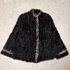 BALMAIN ラビットファージャケット シルク リバーシブル 9号 ゴージャス