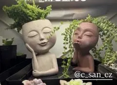多肉植物寄せ植え 人物型プランター 2個セットのサムネイル