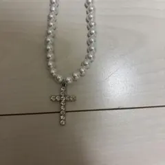 パールネックレス クロスモチーフ