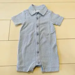 babyGap ストライプ カバーオール ロンパース 水色 70cm