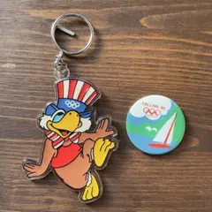 オリンピック モスクワ五輪 ロス五輪 イーグルサム キーホルダー 缶バッジ