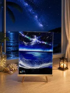 天*林様 レジンアート 海 星空 祈り猫アートパネル　沖縄 天*林様 レジンアート 海 星空 祈り猫アートパネル 沖縄 - メルカリ