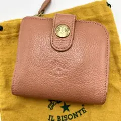 希少カラー イルビゾンテ 二つ折り財布 レザー シボ ピンクベージュ L字のサムネイル