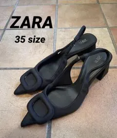 ZARA ブラック ポインテッドトゥ ミュール　35