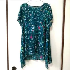 ツモリチサト　シルク　シフォン　チュニック　ワンピース　グリーンのサムネイル