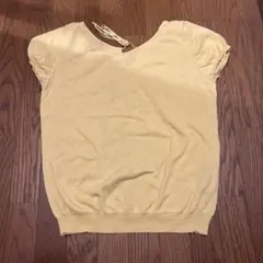 イエロー Vネック 半袖ニット M アクアガール　クローラ