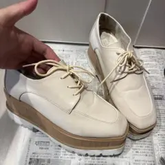 NUOVO 厚底 レースアップシューズ アイボリー