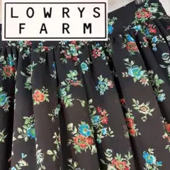 LOWRYSFARM花柄フレアスカートフリーサイズブラックシフォンロングスカート