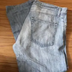 ユニクロ水色ストレートデニム メンズ平置き44股上34股下66