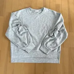 レディース　トップス　トレーナー　グレー　袖リボン