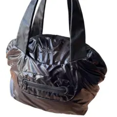 カンペールCAMPER 軽量 エナメル ナイロン トートバッグ 持ち手レザー 黒