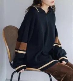 kastane♡スキッパーラインニットプルオーバー