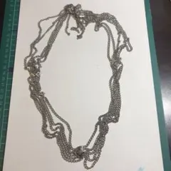 446希少ヴィンテージ クリスチャンディオール シルバー 多層チェーンネックレス