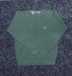 TOMMY HILFIGER グリーンニットセーター L
