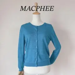 MACPHEE　リネンクルーネックカーディガン ラミー　ターコイズブルーのサムネイル