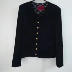ノーカラージャケット 黒 リボン付きのサムネイル