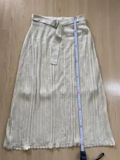 【GU】アイボリー ストライプ ロングスカート L