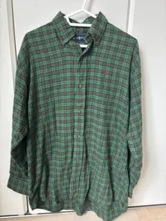 Ralph Lauren グリーン系チェックネルシャツ L