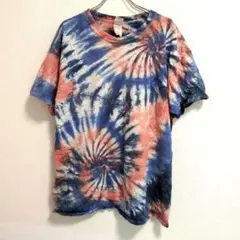 ギルダン タイダイ柄 半袖 Ｔシャツ クルーネック Ｌ 藍桃白 綿 夏フェスのサムネイル