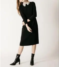 CELFORD　レース衿タックタイトワンピース