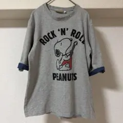 PEANUTS スヌーピー ロックTシャツ Mサイズ グレー
